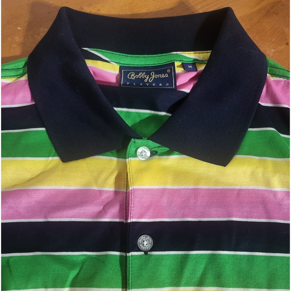 Mens Bobby Jones Players Golf Polo Shirt Size Medium Multicolor Ultra Thin ~Bold